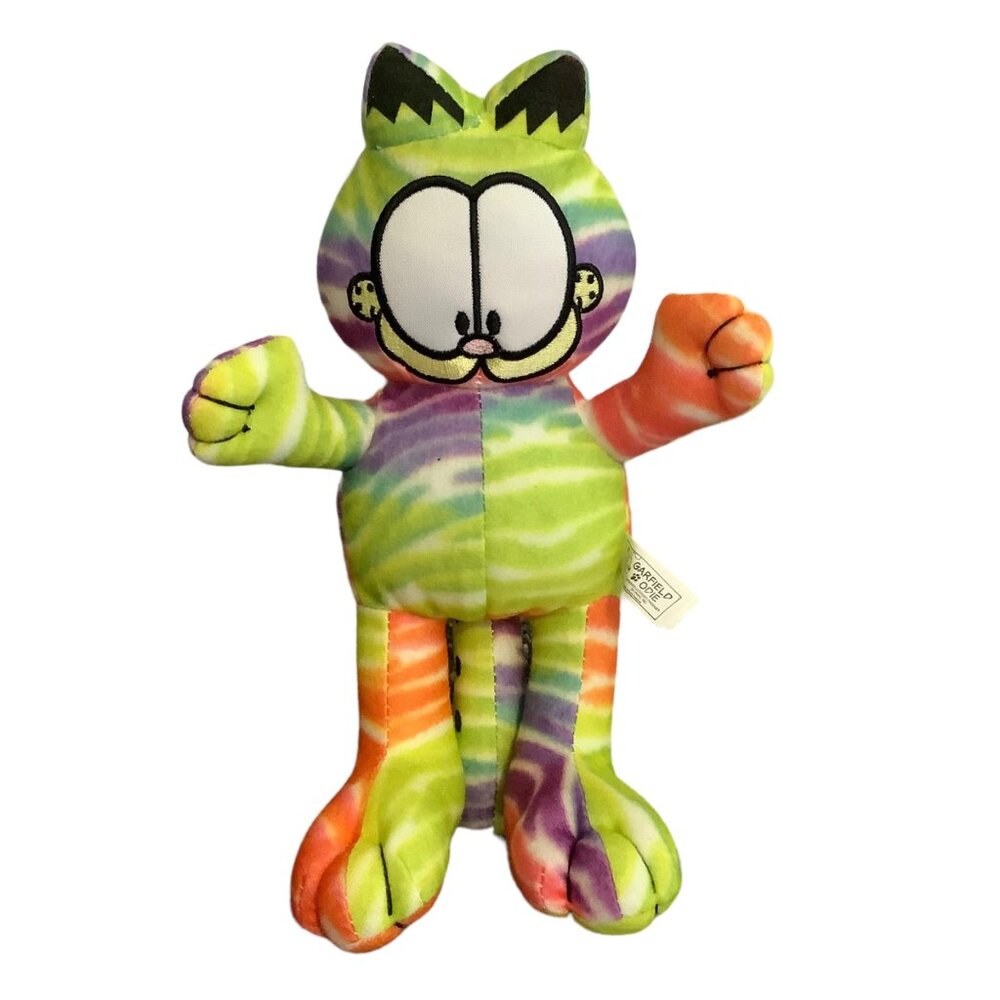 Garfield Tie-Dye Plush Toy 9.5"‎ Colorful Rainbow Striped Stuffed Animal